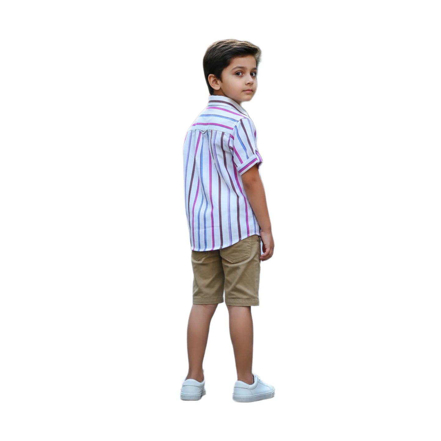 Candy Stripe Vertical Short-Sleeve Boys Shirt