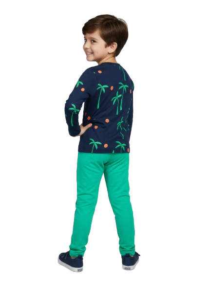 Full Sleeve Trouser Shirt - Date Tree - Blue and Green