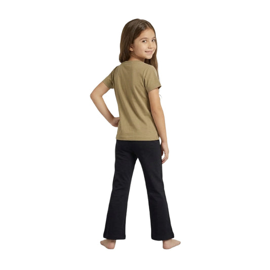 Half-Sleeve Olive Tan Smile Graphics Tee & Matching Black Flare Trousers 2-Piece Outfit