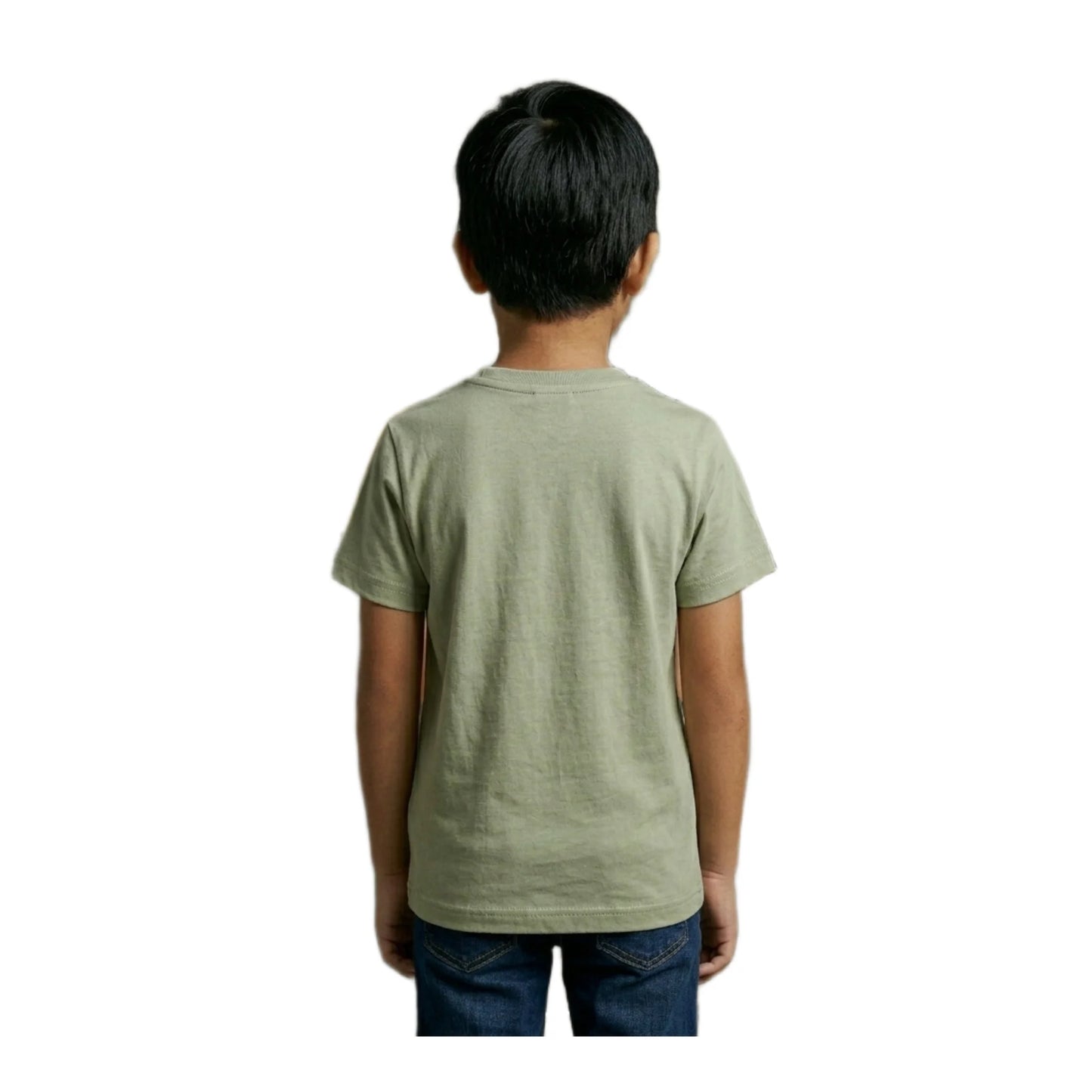 Boys Light Sage Green Lacoste 33 Striped Graphic T-Shirt | Soft Cotton Crew Neck