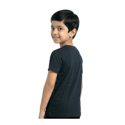 Boys Black Mountain Peak Climbing Graphic T-Shirt | Soft Cotton Crew Neck Casual Tee for Kids