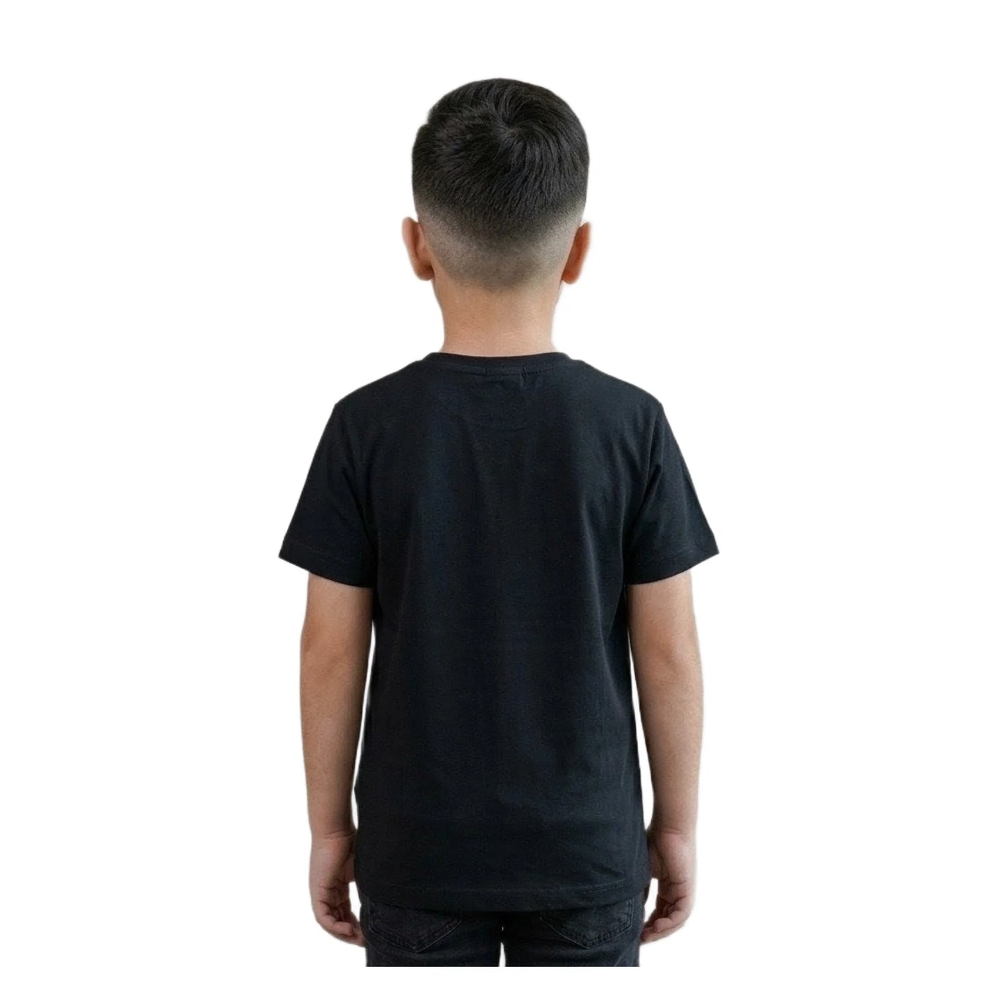 Boys Black Tropical Palm Sunset Graphic T-Shirt | Soft Cotton Crew Neck Summer Tee for Kids