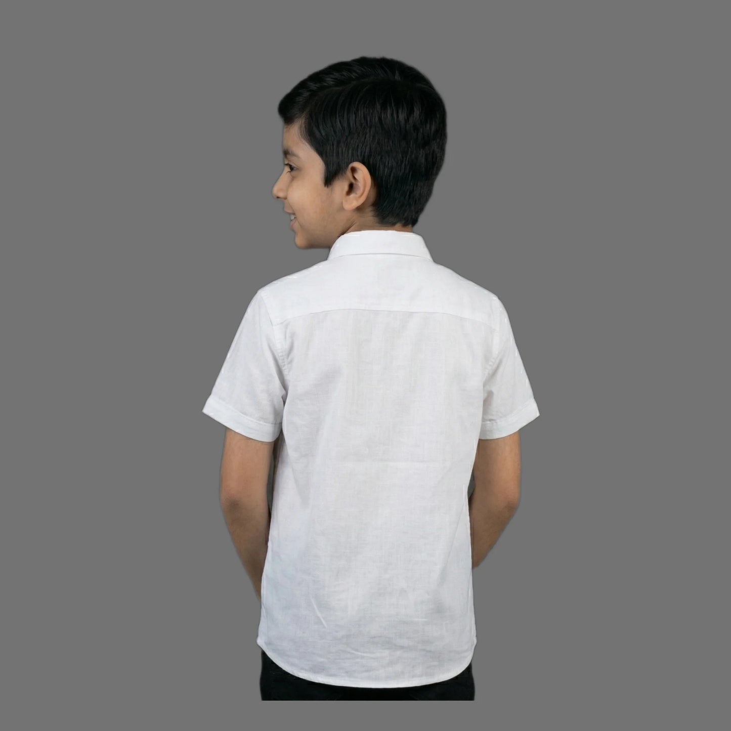 Boys Bright White Essential Formal Shirt | Soft Cotton Half Sleeve Button Down Smart Casual Shirt for Kids