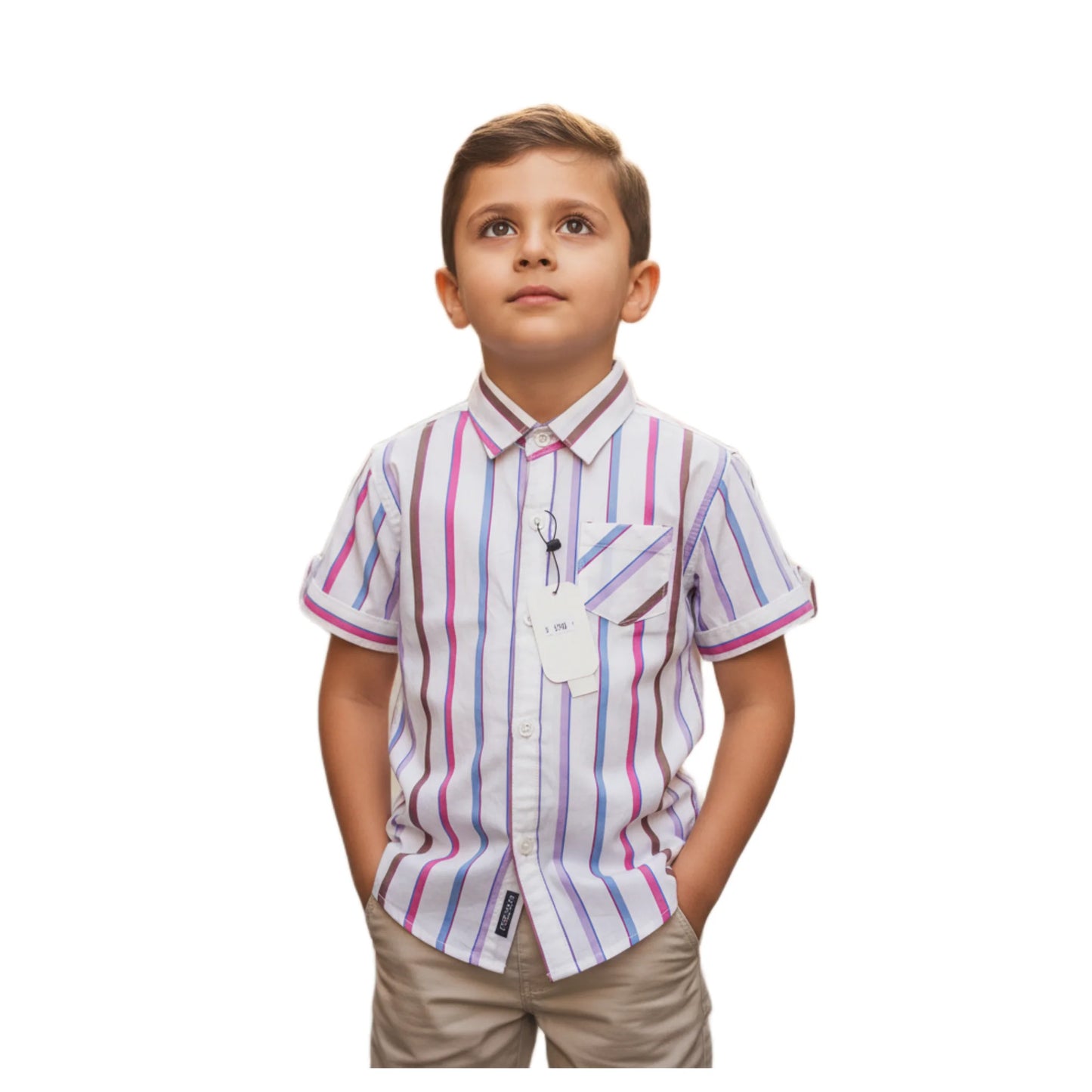 Candy Stripe Vertical Short-Sleeve Boys Shirt
