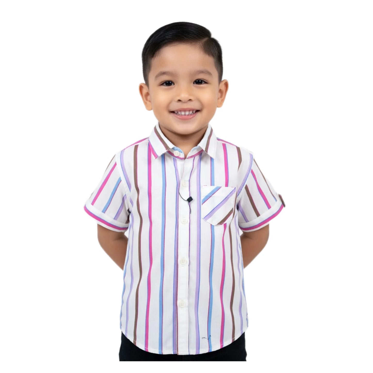 Candy Stripe Vertical Short-Sleeve Boys Shirt