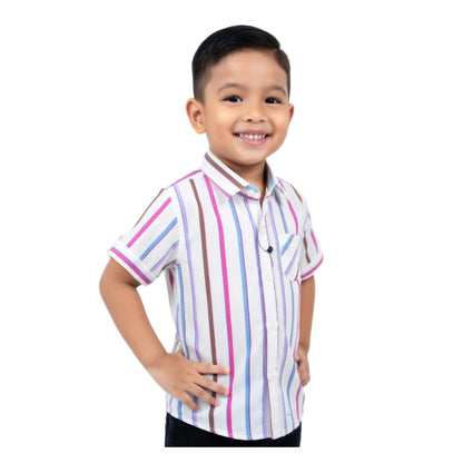 Candy Stripe Vertical Short-Sleeve Boys Shirt