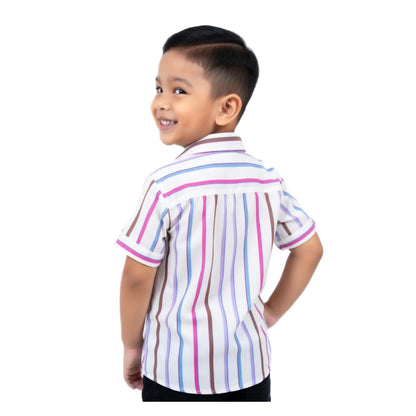 Candy Stripe Vertical Short-Sleeve Boys Shirt