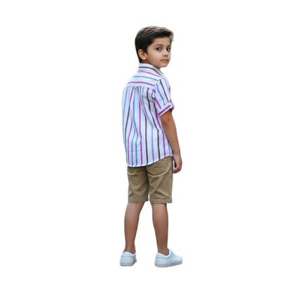 Candy Stripe Vertical Short-Sleeve Boys Shirt