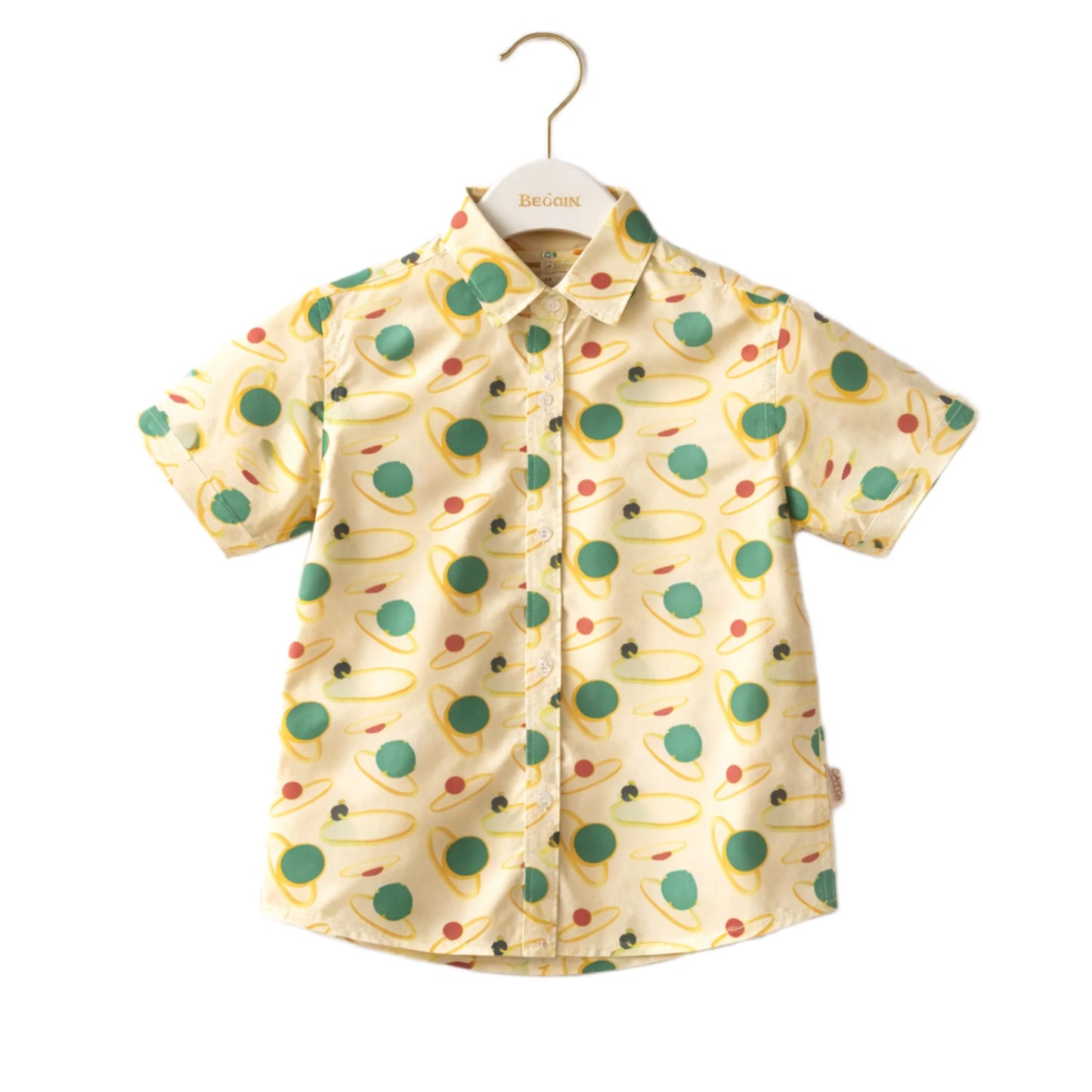 Cosmic Orbit Print Short-Sleeve Boys Shirt