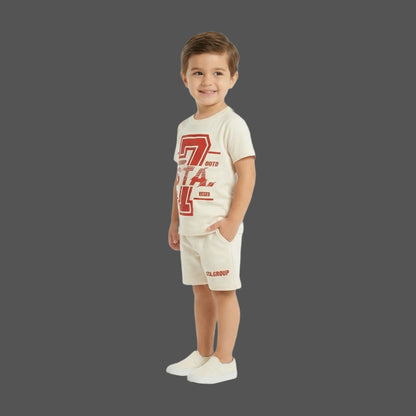 Cream & Red Varsity 7 STA Group 2-Piece Short Set