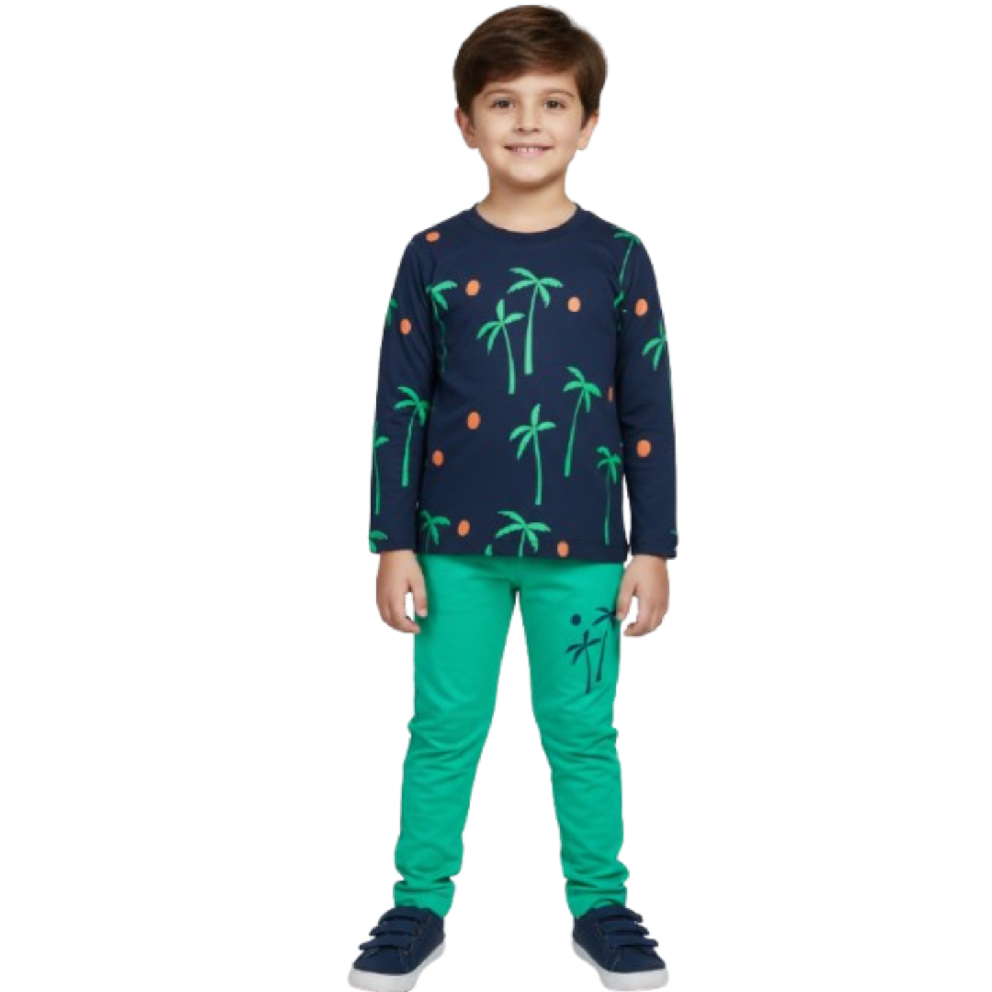 Full Sleeve Trouser Shirt - Date Tree - Blue and Green