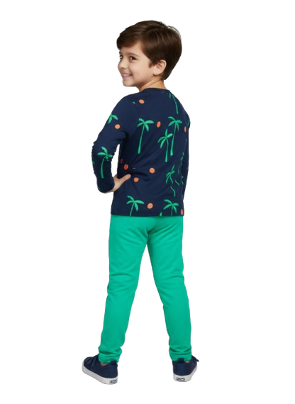 Full Sleeve Trouser Shirt - Date Tree - Blue and Green