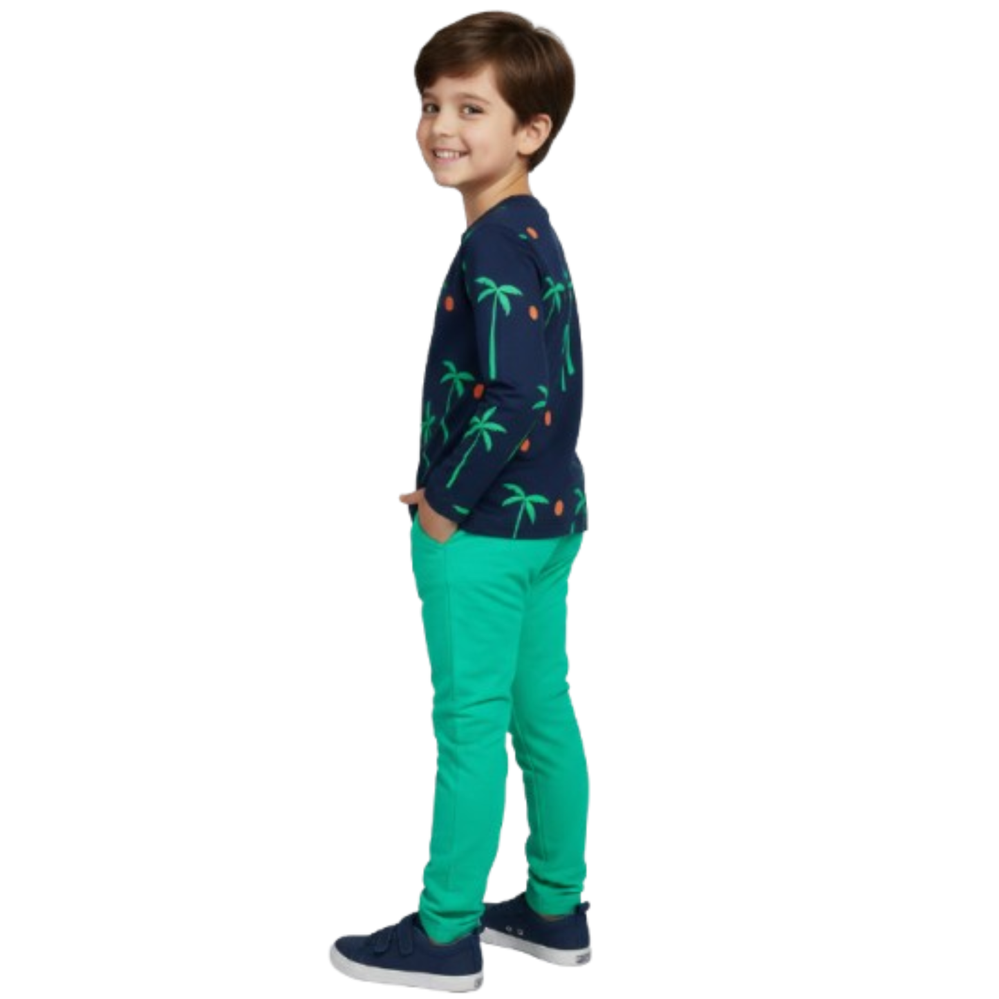 Full Sleeve Trouser Shirt - Date Tree - Blue and Green