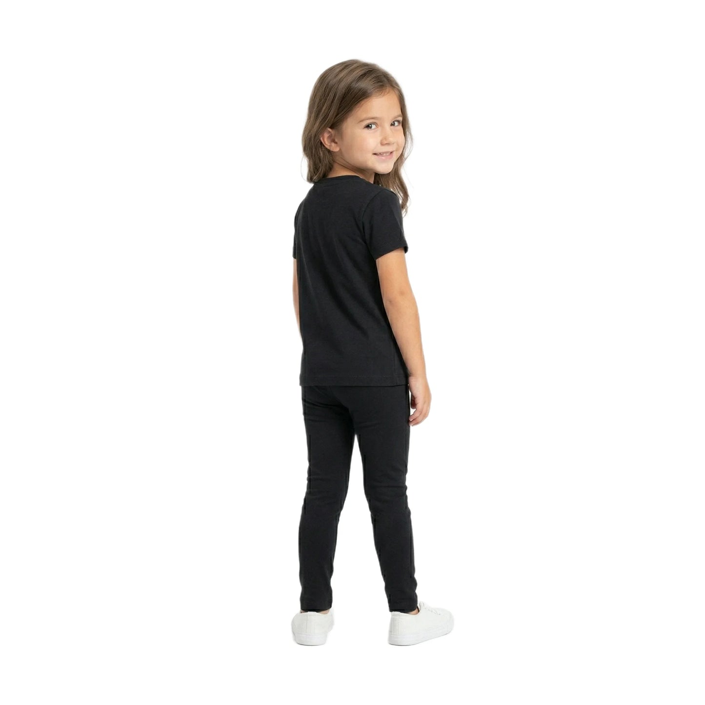 Half-Sleeve Black Sassy Little Soul Retro Graphic Tee Paired with Same Trousers 2 Piece Outfit