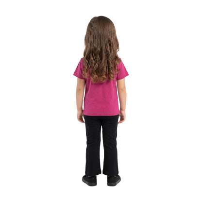 Half-Sleeve Dark Pink & Black Ice Cream Print 2-Piece Outfit