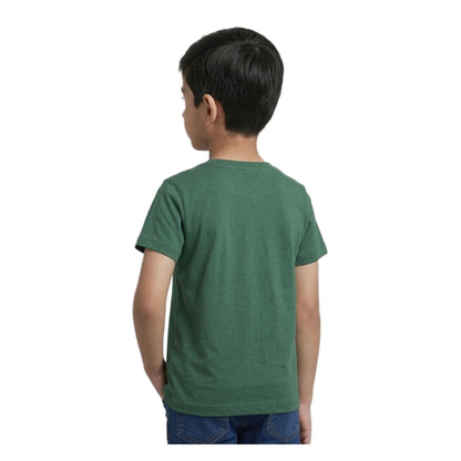 Boys Forest Green Game Over Pixel Graphic T-Shirt | Soft Cotton Crew Neck Gaming Tee for Kids