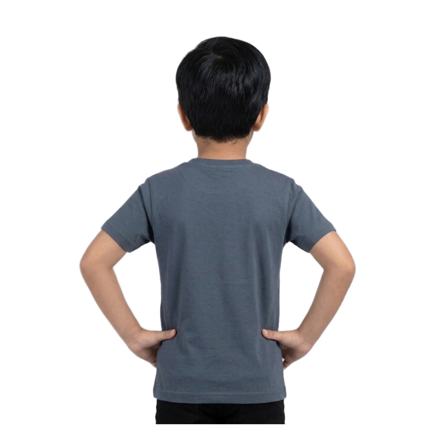 Boys Steel Blue Mindset Over Everything Slogan Graphic T-Shirt | Soft Cotton Crew Neck Motivational Tee for Kids