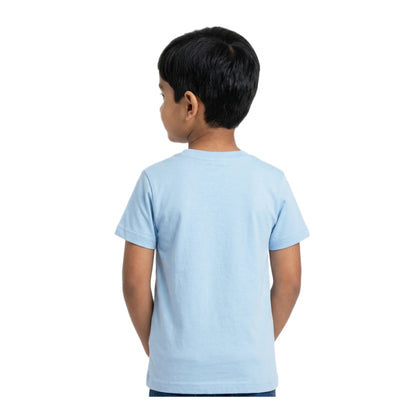 Boys Sky Blue Tropical Sunset Sailboat Scenic Graphic T-Shirt | Soft Cotton Crew Neck