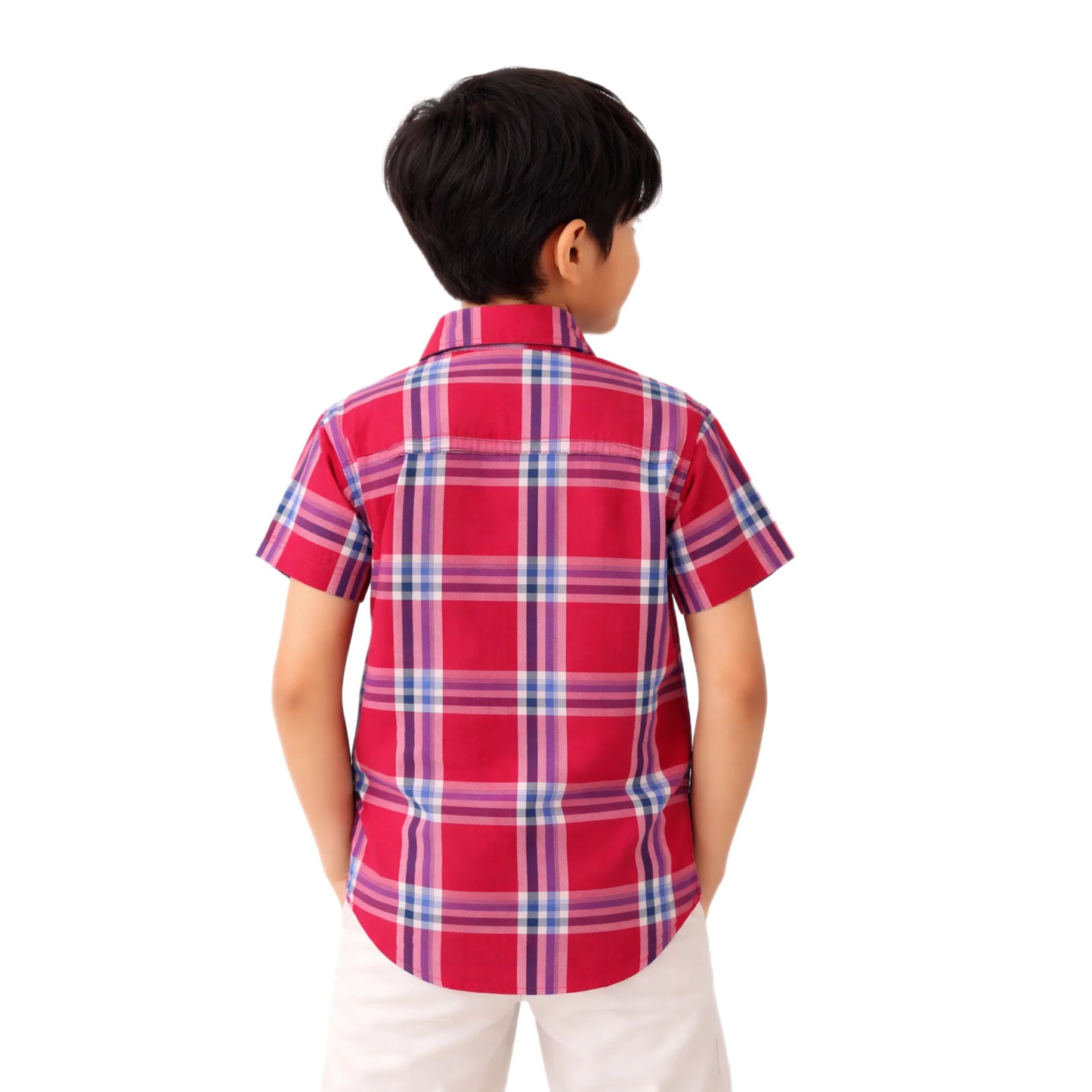 Half-Sleeve Red & Blue Check Boys Shirt