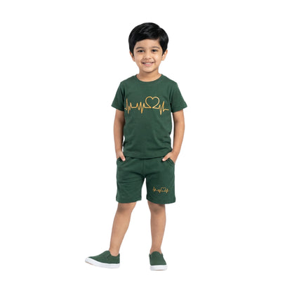 Heartbeat Graphic Tee & Matching Shorts 2-Piece Set
