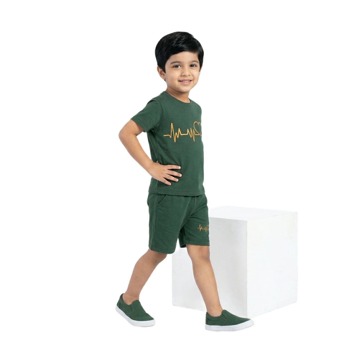Heartbeat Graphic Tee & Matching Shorts 2-Piece Set