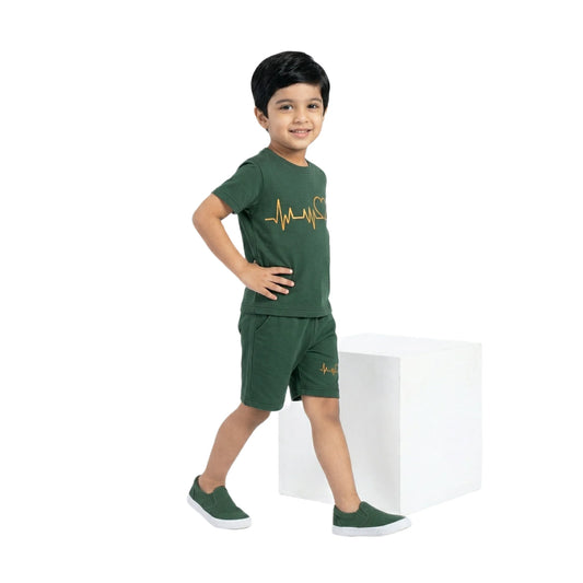 Heartbeat Graphic Tee & Matching Shorts 2-Piece Set
