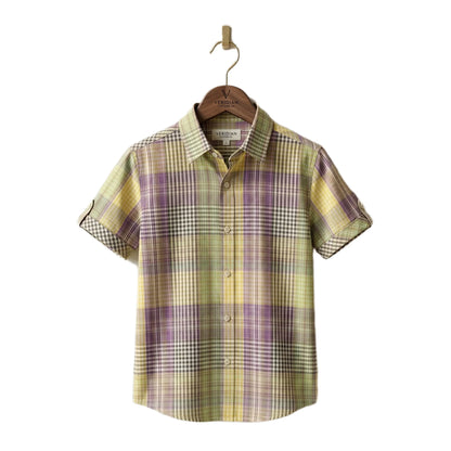 Multicolor Pastel Check Half-Sleeve Casual Boys Shirt