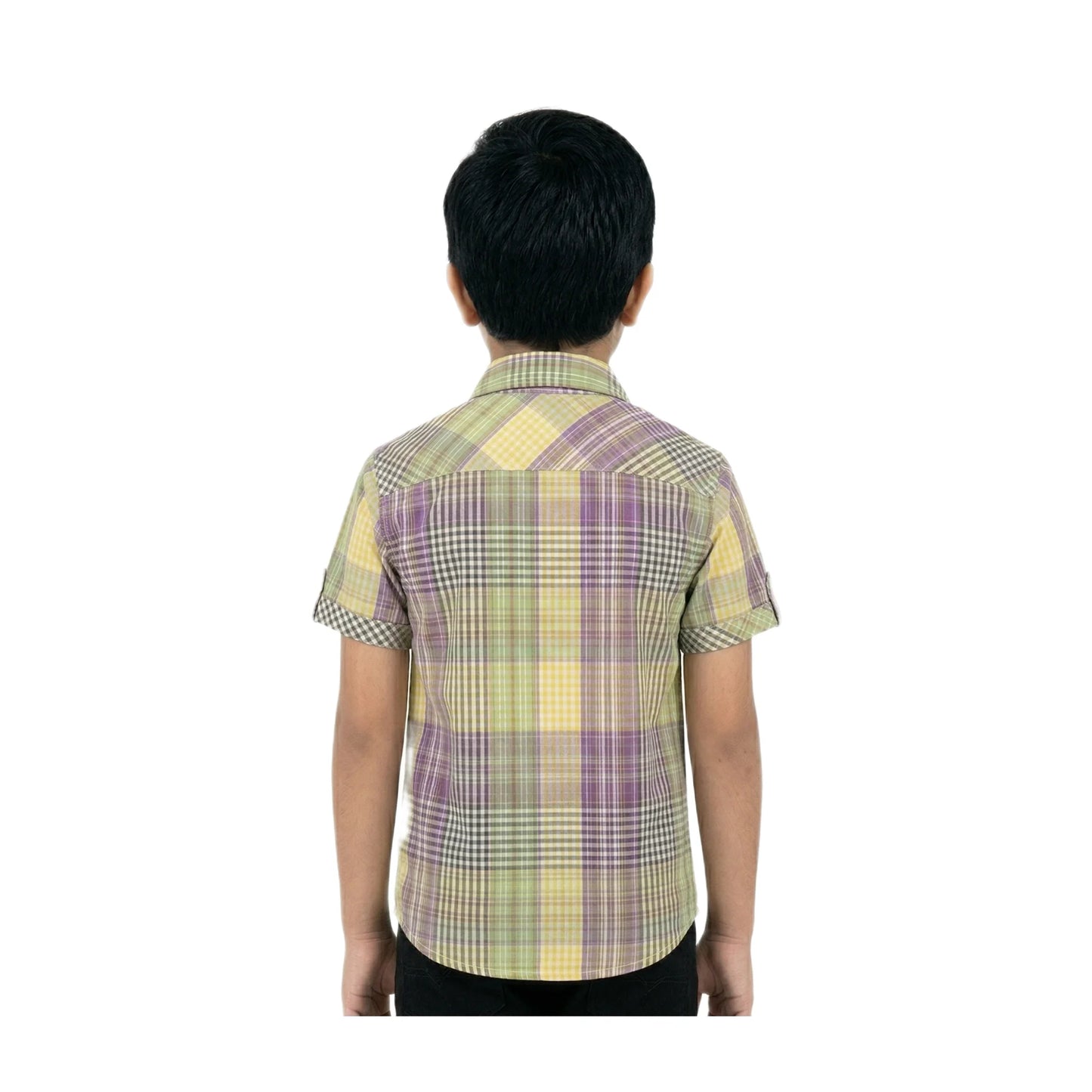 Multicolor Pastel Check Half-Sleeve Casual Boys Shirt