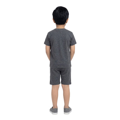Oh Happy Day Graphic Tee & Shorts Set in Charcoal Marl