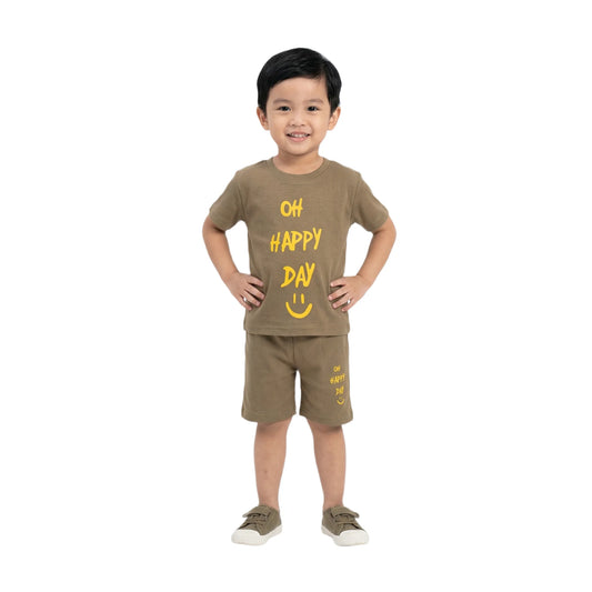Oh Happy Day Slogan Tee & Matching Shorts 2-Piece Set for Toddlers & Kids