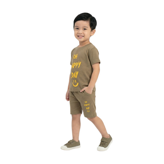 Oh Happy Day Slogan Tee & Matching Shorts 2-Piece Set for Toddlers & Kids