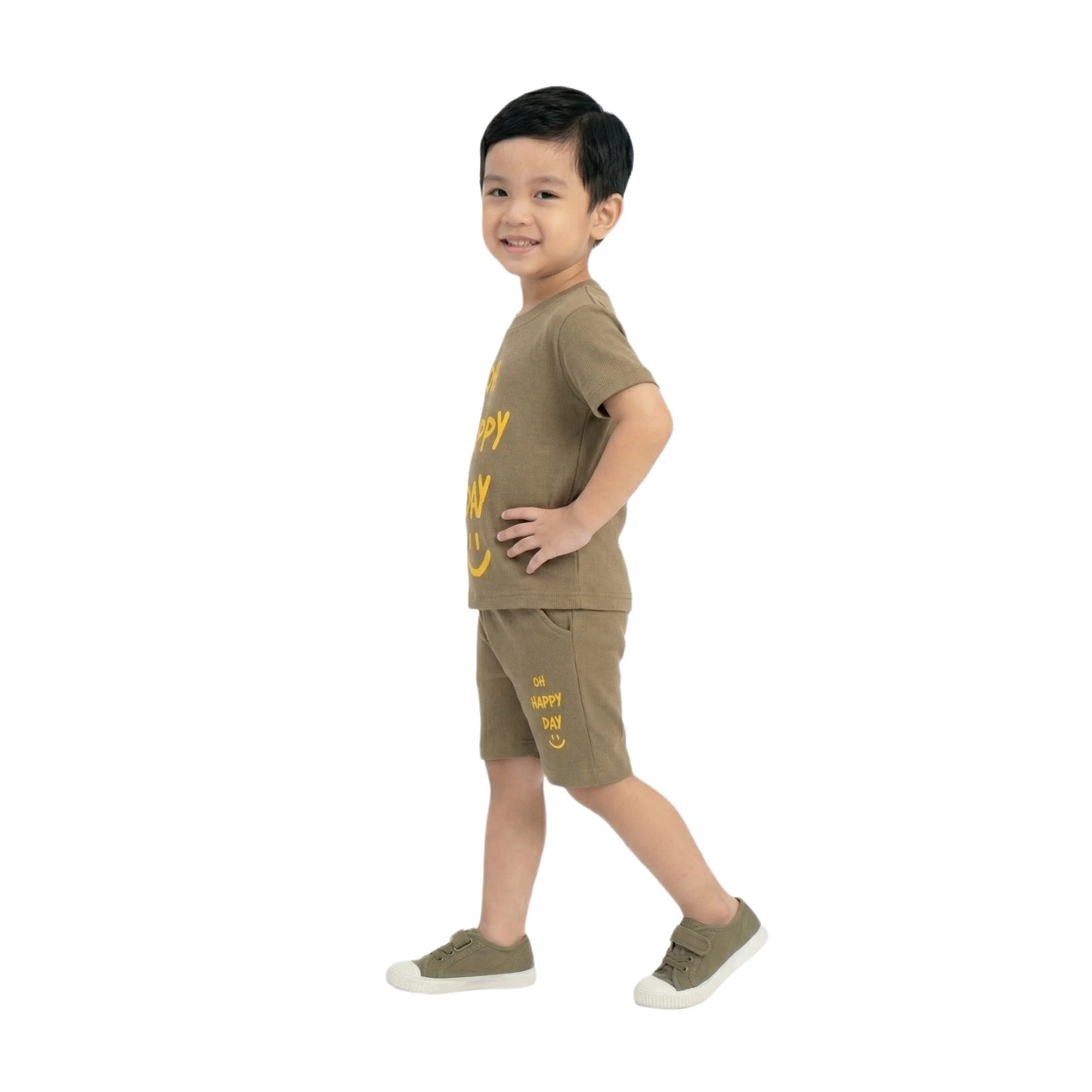 Oh Happy Day Slogan Tee & Matching Shorts 2-Piece Set for Toddlers & Kids