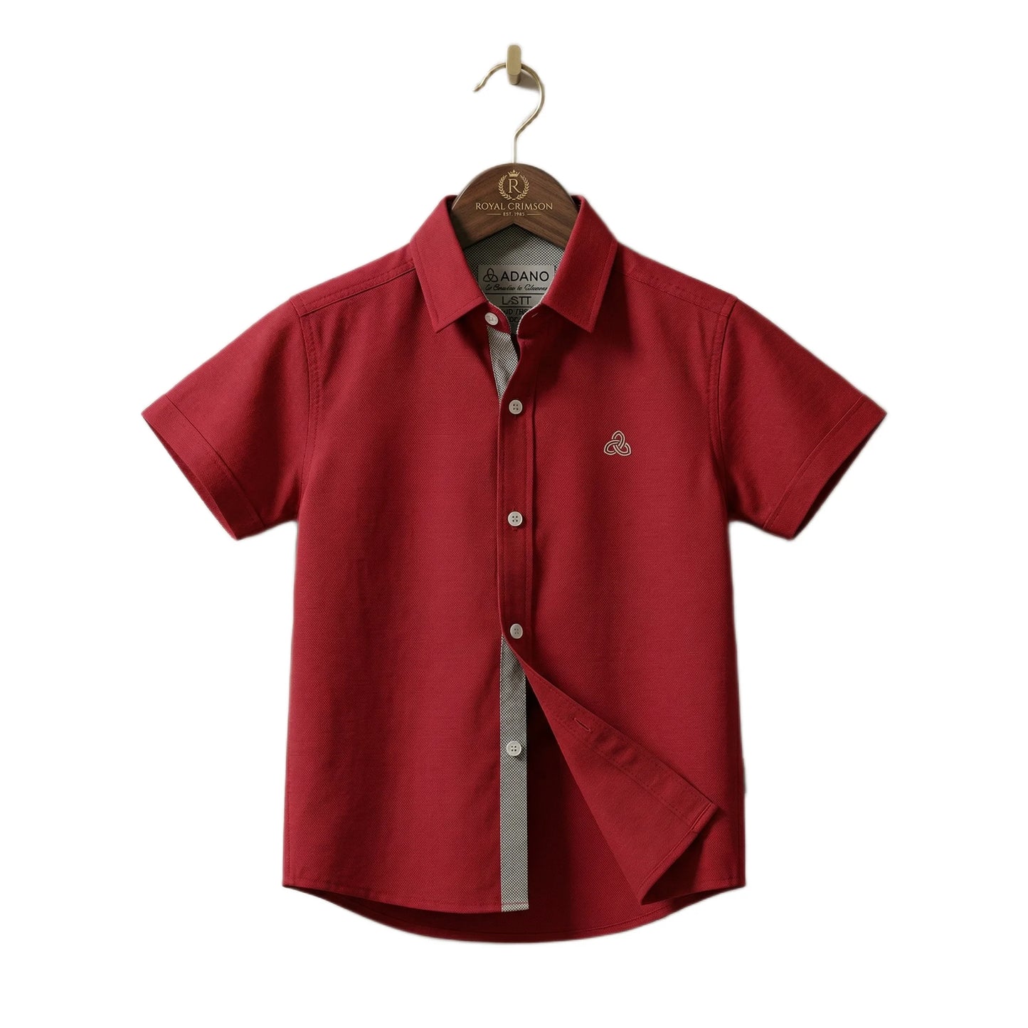Royal Crimson Solid Half-Sleeve Casual Boys Shirt