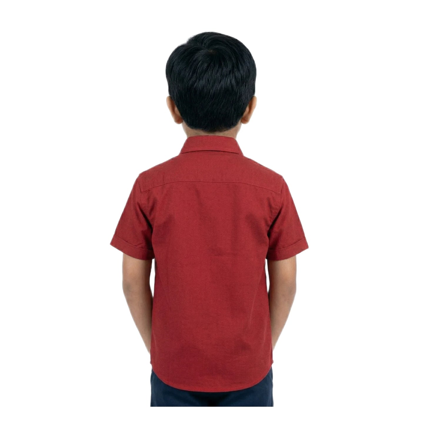 Royal Crimson Solid Half-Sleeve Casual Boys Shirt