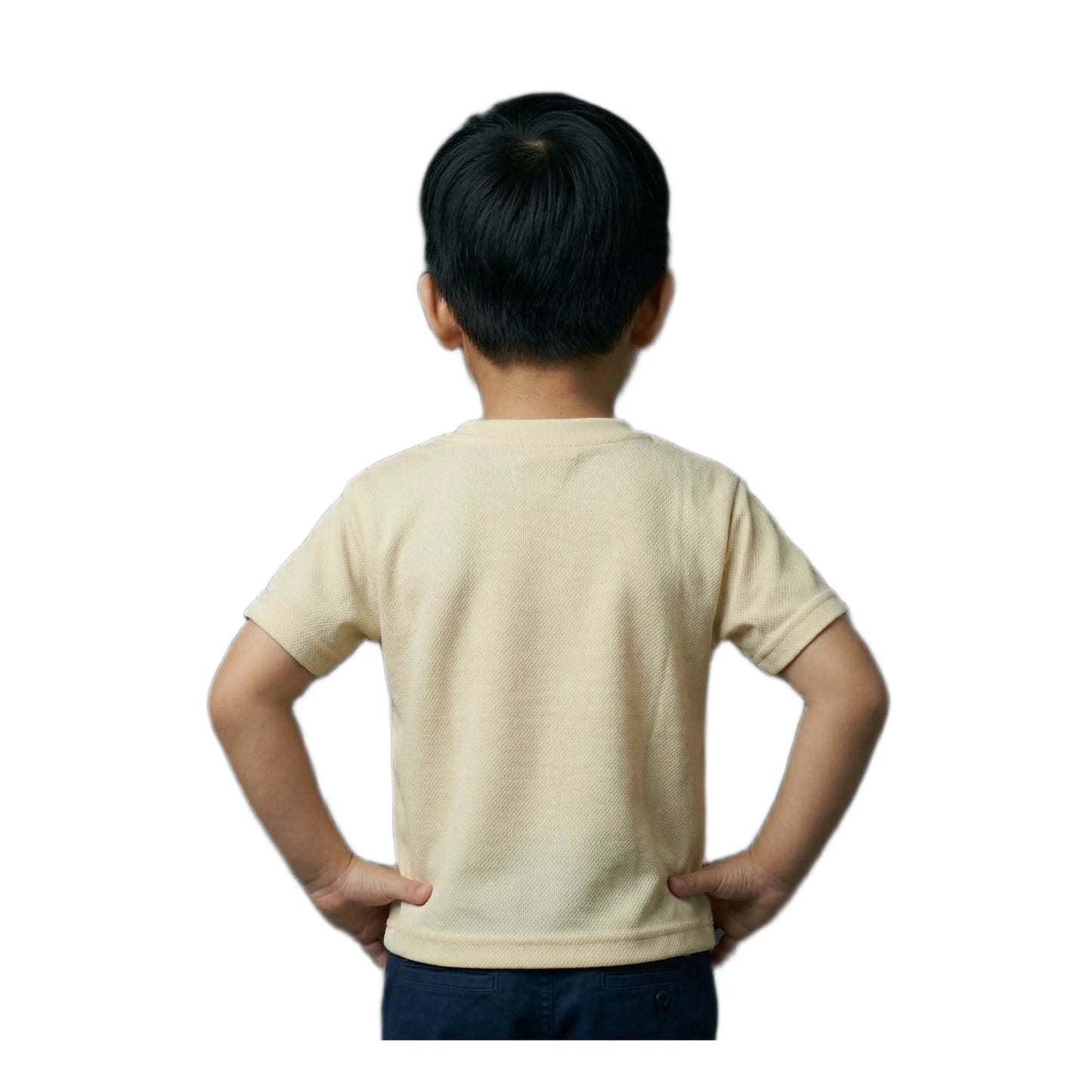 Boys Cream Stay Positive Thinking Slogan Graphic T-Shirt | Soft Cotton Crew Neck Motivational Tee for Kids