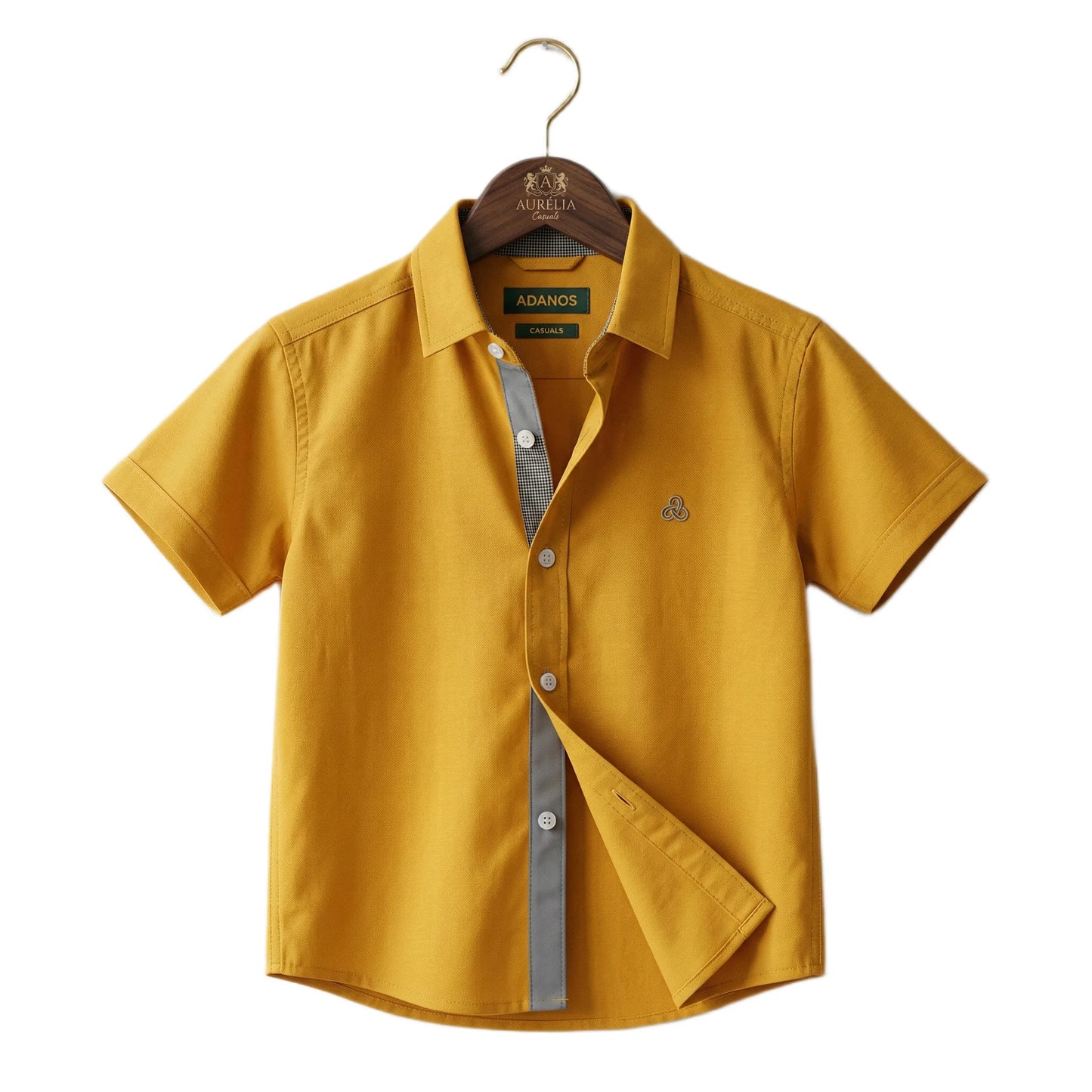 Sun-Kissed Mustard Solid Half-Sleeve Casual Boys Shirt