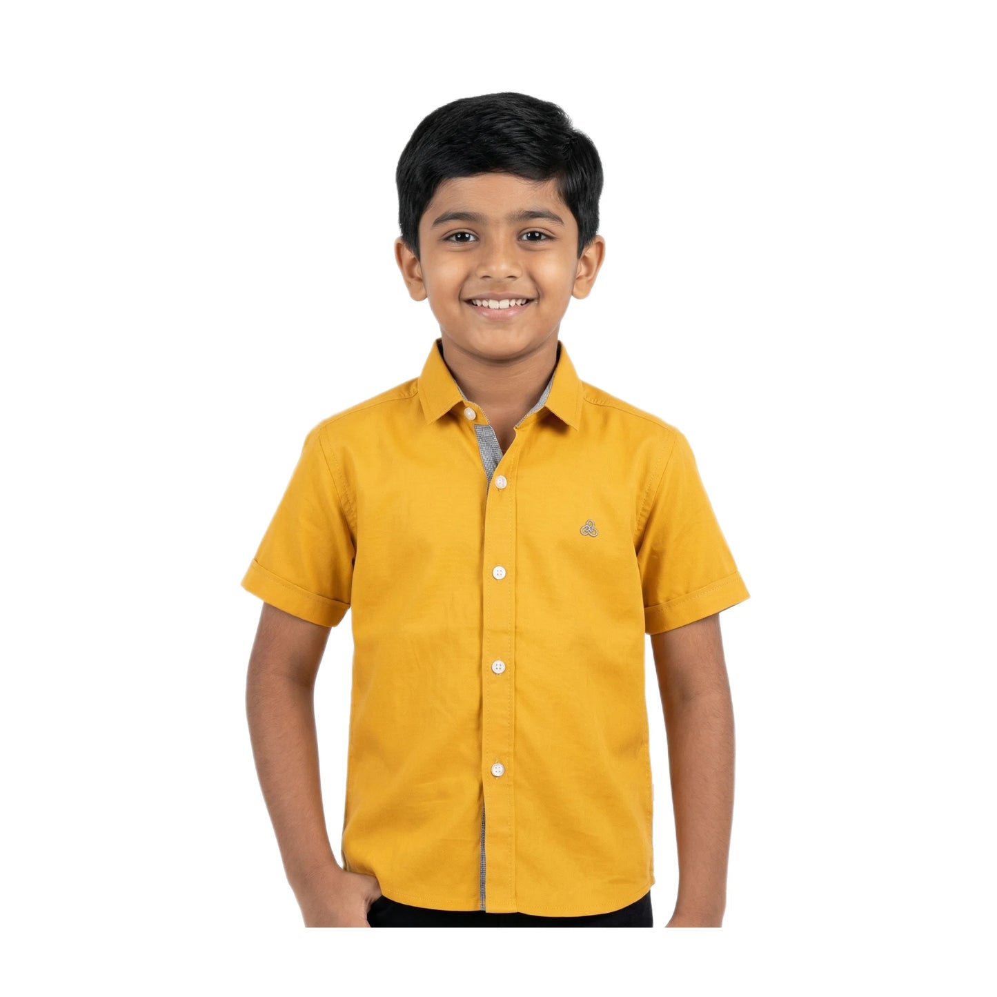 Sun-Kissed Mustard Solid Half-Sleeve Casual Boys Shirt