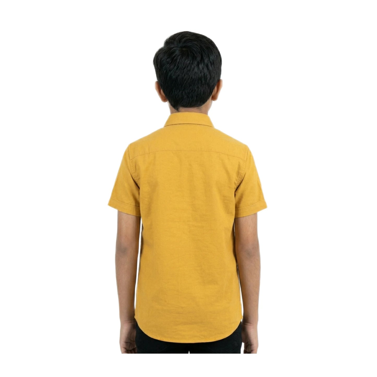 Sun-Kissed Mustard Solid Half-Sleeve Casual Boys Shirt