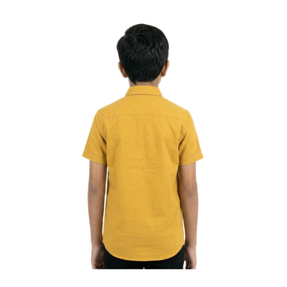 Sun-Kissed Mustard Solid Half-Sleeve Casual Boys Shirt