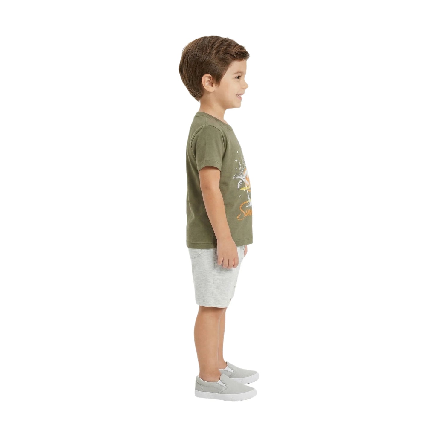 Sunset Tropical Graphic Tee & Marl Shorts 2-Piece Set for Toddlers & Kids