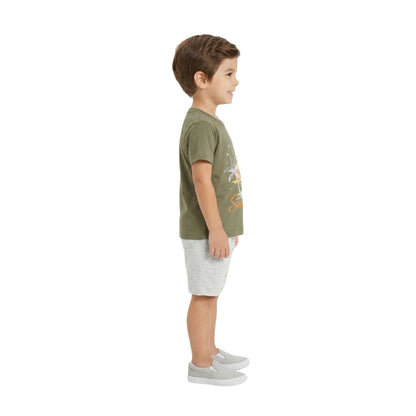 Sunset Tropical Graphic Tee & Marl Shorts 2-Piece Set for Toddlers & Kids